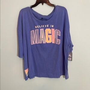 Disney Believe in Magic Patch Tee Periwinkle Pastels NWT 2X